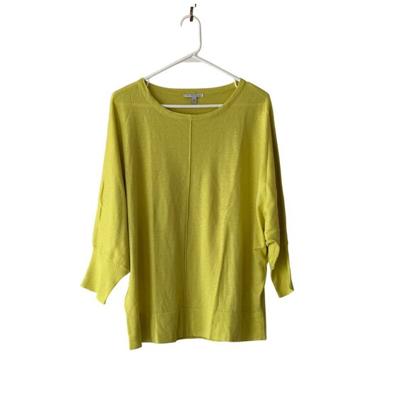 Larsen Gray Yellow Womens Sweater 3/4 Sleeve Relaxed Fit Comfy Lagenlook XL - Picture 2 of 8